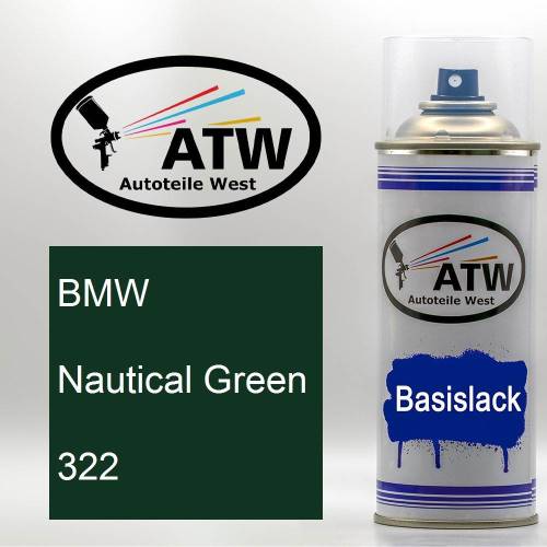 BMW, Nautical Green, 322: 400ml Sprühdose, von ATW Autoteile West.